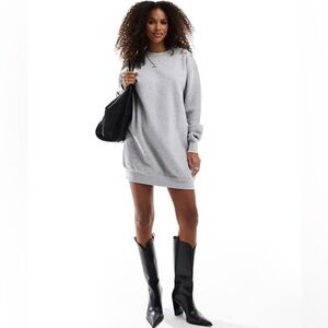 Gray Crewneck Long Sleeve Sweatshirt Dress Tunic Lounge S